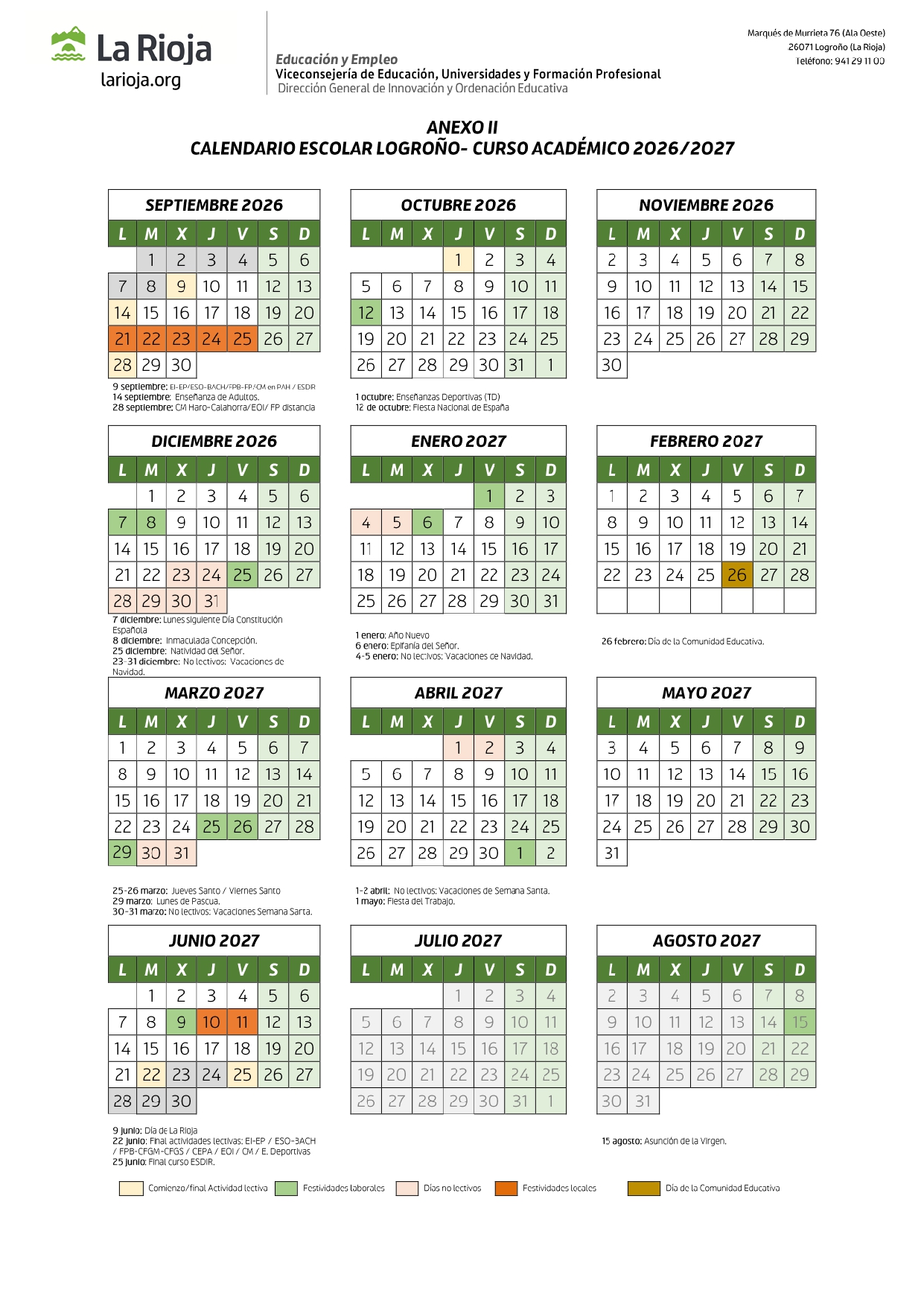 calendario escolar 23 24